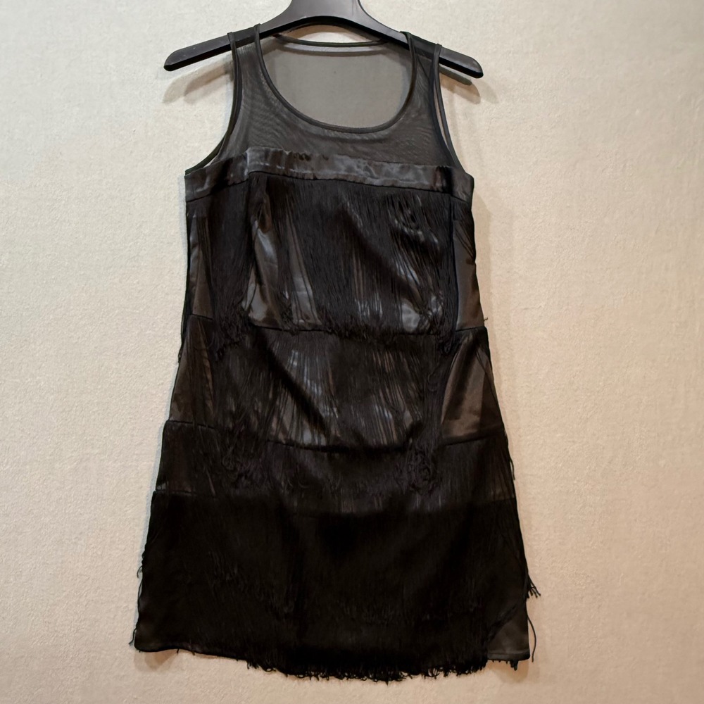 Limited‎ Edition Fringe Cocktail 1920s Gatsby Style Flapper Satin Dress Women M